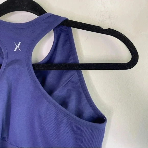 Knix High Neck Seamless Bra True Blue Cropped Stretch Athleisure Size Large - Picture 4 of 6